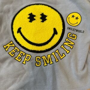 Gray Long Sleeve Kids Tee with Yellow Smiley